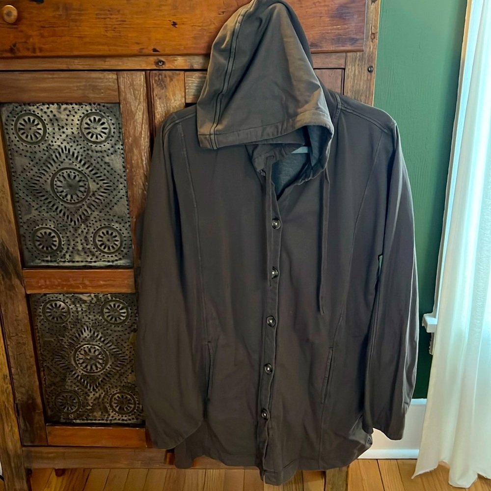 Coldwater Creek button front, hooded cardigan/jacket